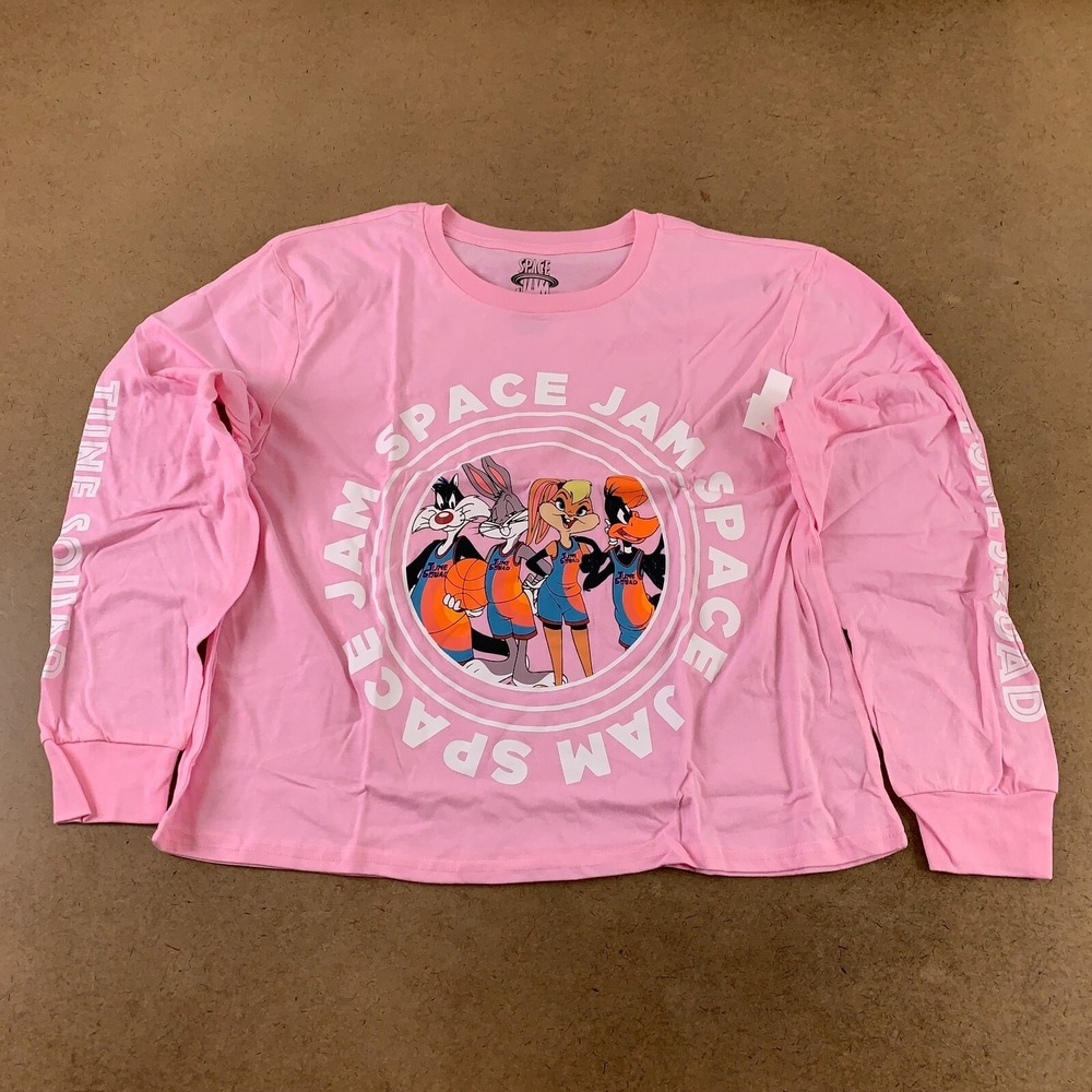 Space Jam Juniors 1X Pink Long Sleeve Tune Squad Space Jam Graphic T-Shirt NWT